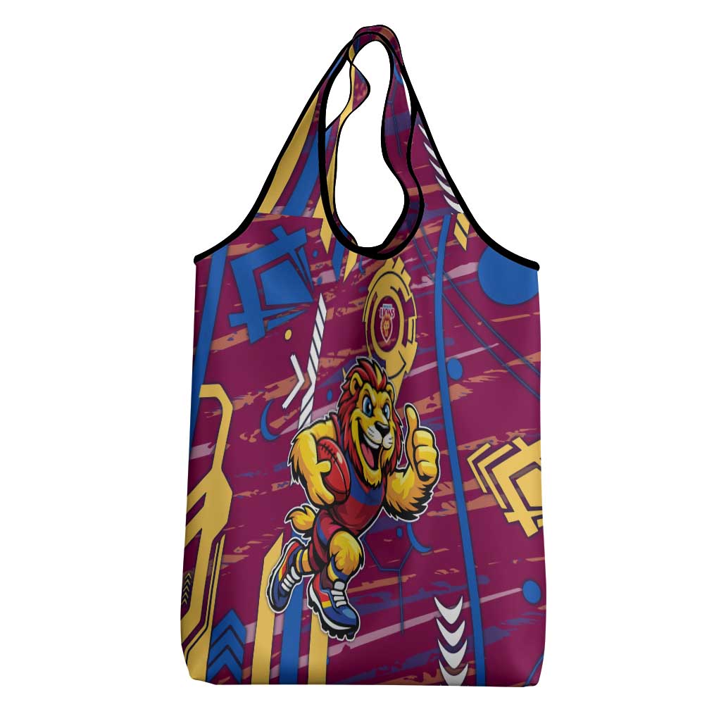 Brisbane Lions Grocery Bag Mascot Cartoon Football Illustration Style