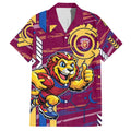 Brisbane Lions Hawaiian Shirt Mascot Cartoon Football Illustration Style