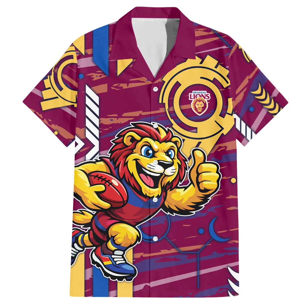 Brisbane Lions Hawaiian Shirt Mascot Cartoon Football Illustration Style