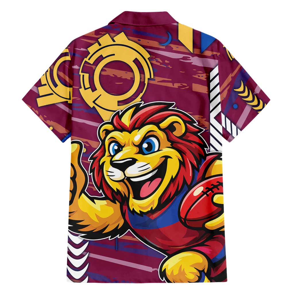 Brisbane Lions Hawaiian Shirt Mascot Cartoon Football Illustration Style