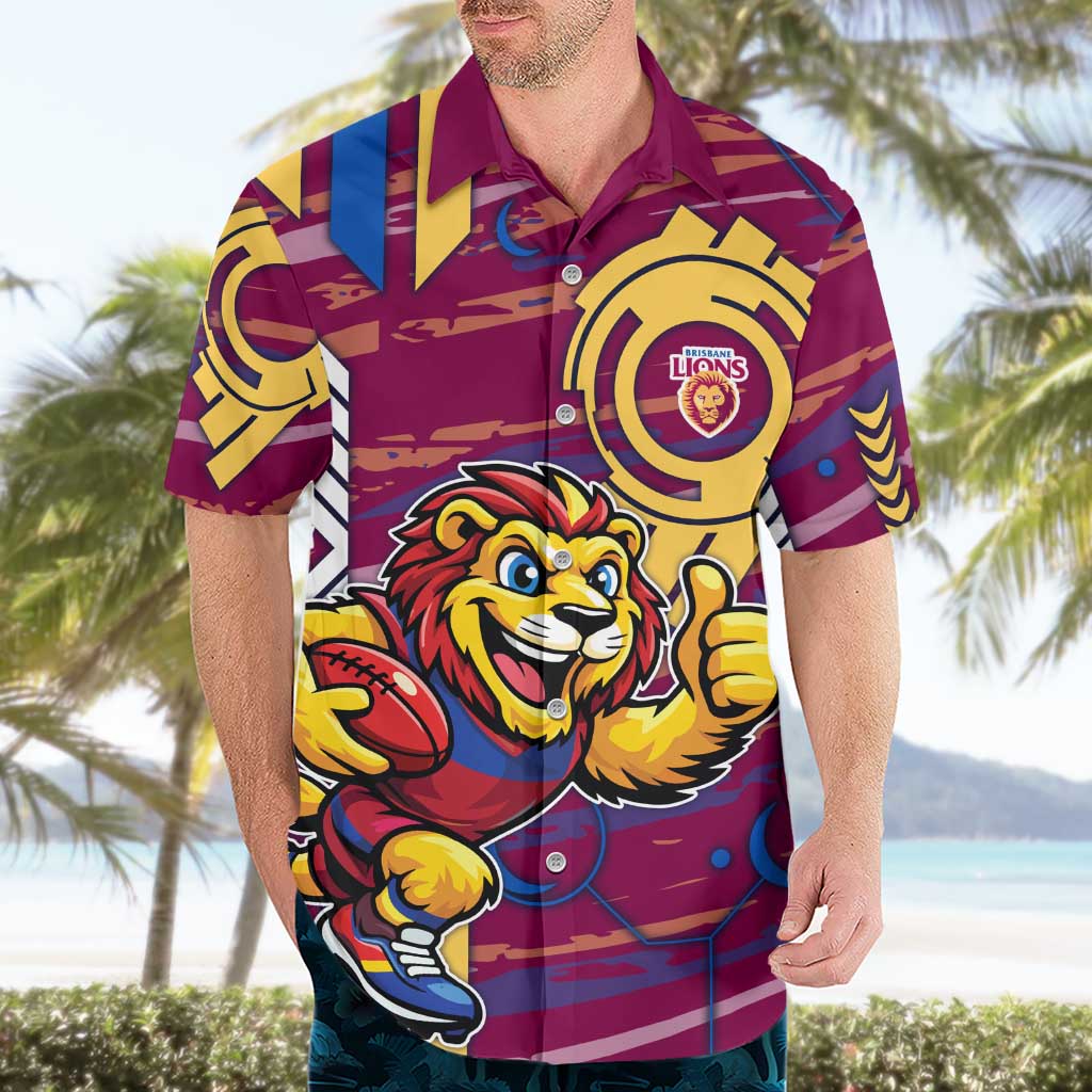 Brisbane Lions Hawaiian Shirt Mascot Cartoon Football Illustration Style