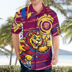 Brisbane Lions Hawaiian Shirt Mascot Cartoon Football Illustration Style