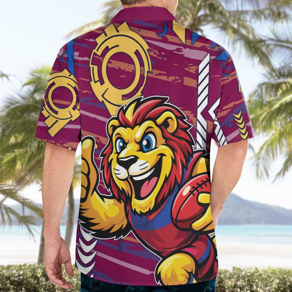 Brisbane Lions Hawaiian Shirt Mascot Cartoon Football Illustration Style