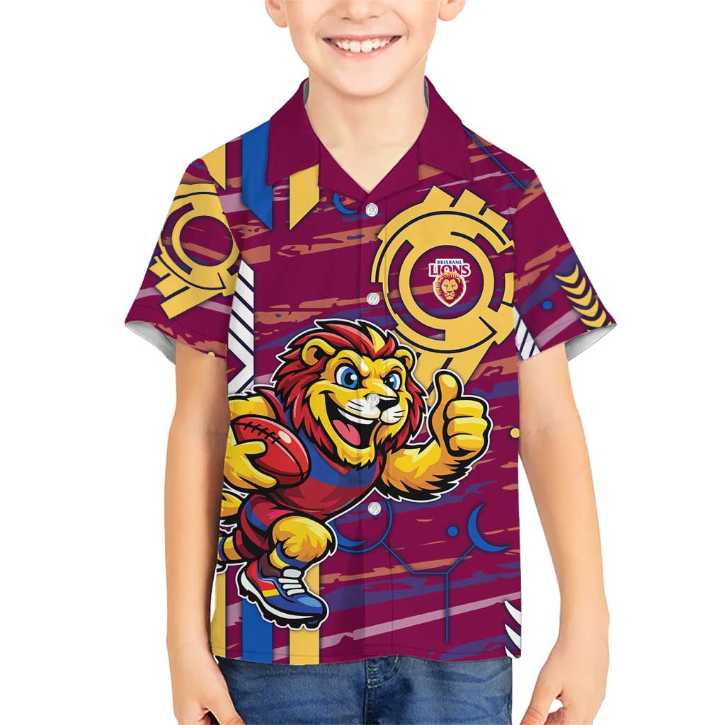 Brisbane Lions Hawaiian Shirt Mascot Cartoon Football Illustration Style