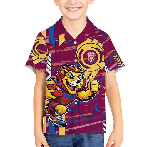 Brisbane Lions Hawaiian Shirt Mascot Cartoon Football Illustration Style