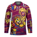 Brisbane Lions Hockey Jersey Mascot Cartoon Football Illustration Style