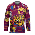 Brisbane Lions Hockey Jersey Mascot Cartoon Football Illustration Style