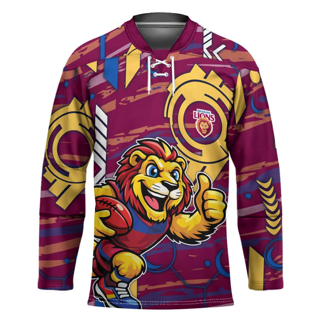 Brisbane Lions Hockey Jersey Mascot Cartoon Football Illustration Style