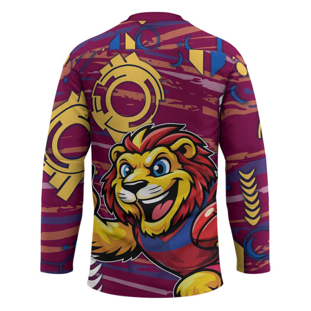 Brisbane Lions Hockey Jersey Mascot Cartoon Football Illustration Style
