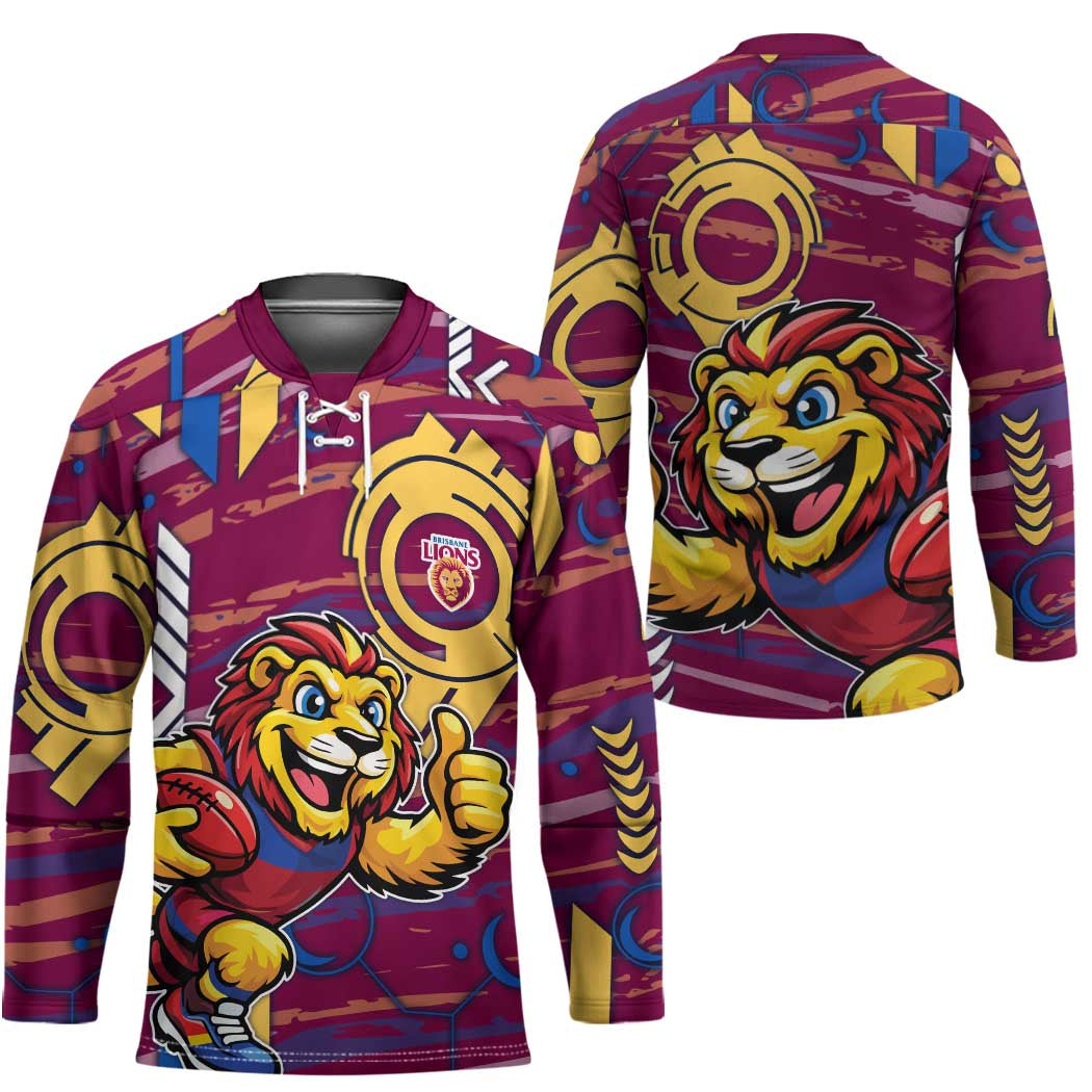 Brisbane Lions Hockey Jersey Mascot Cartoon Football Illustration Style