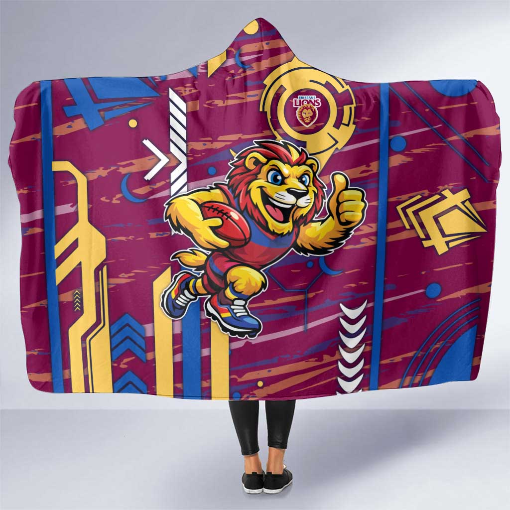 Brisbane Lions Hooded Blanket Mascot Cartoon Football Illustration Style