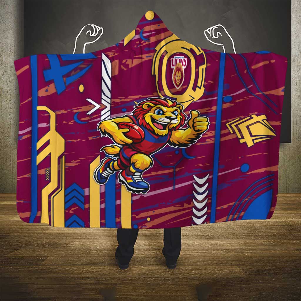 Brisbane Lions Hooded Blanket Mascot Cartoon Football Illustration Style