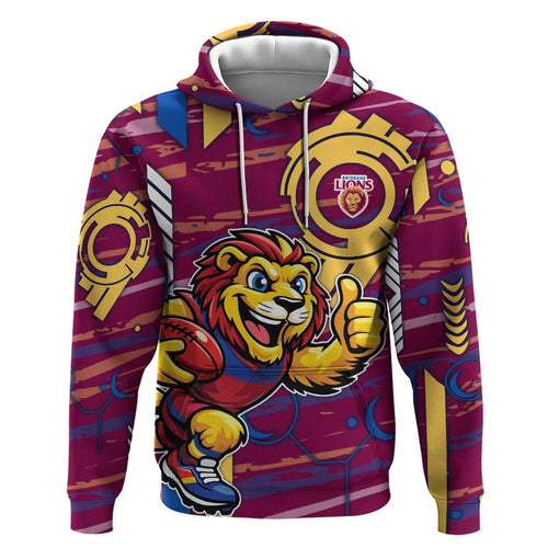 Brisbane Lions Hoodie Mascot Cartoon Football Illustration Style