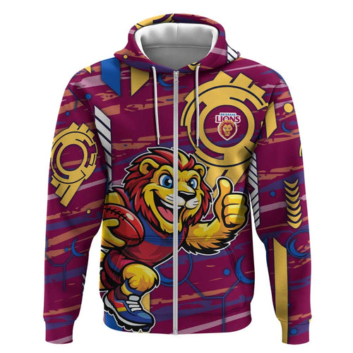 Brisbane Lions Hoodie Mascot Cartoon Football Illustration Style