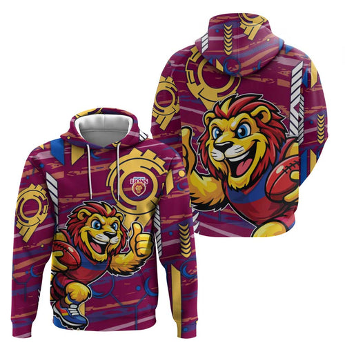 Brisbane Lions Hoodie Mascot Cartoon Football Illustration Style