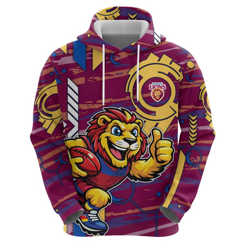 Brisbane Lions Hoodie Mascot Cartoon Football Illustration Style