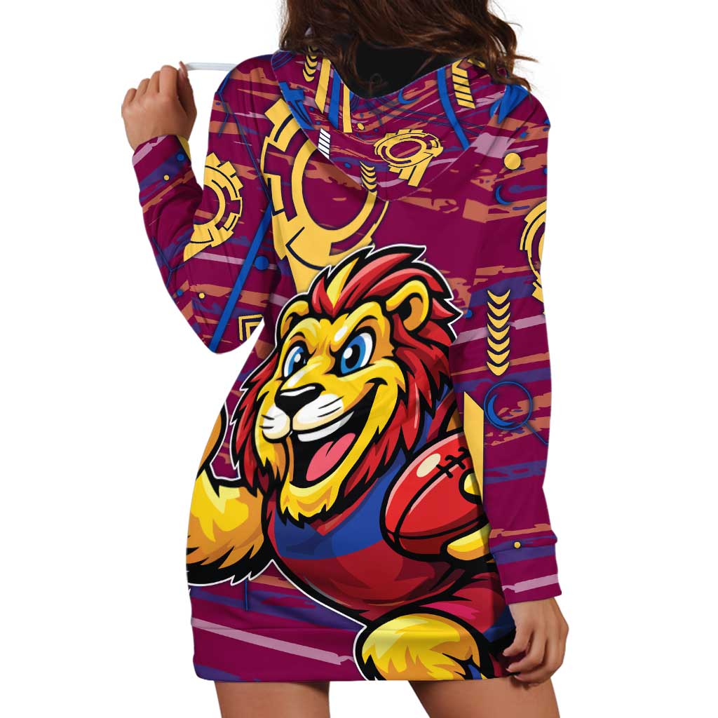 Brisbane Lions Hoodie Dress Mascot Cartoon Football Illustration Style