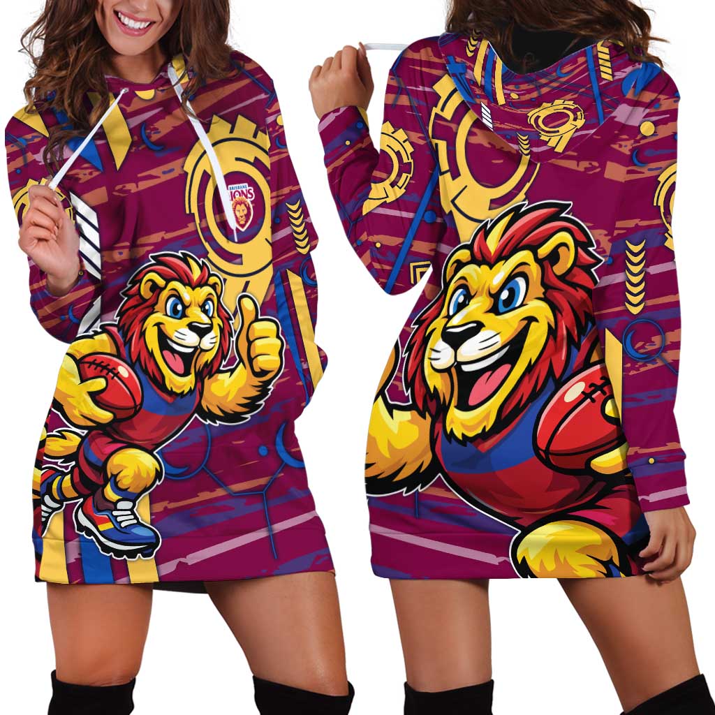 Brisbane Lions Hoodie Dress Mascot Cartoon Football Illustration Style