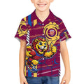 Brisbane Lions Kid Hawaiian Shirt Mascot Cartoon Football Illustration Style
