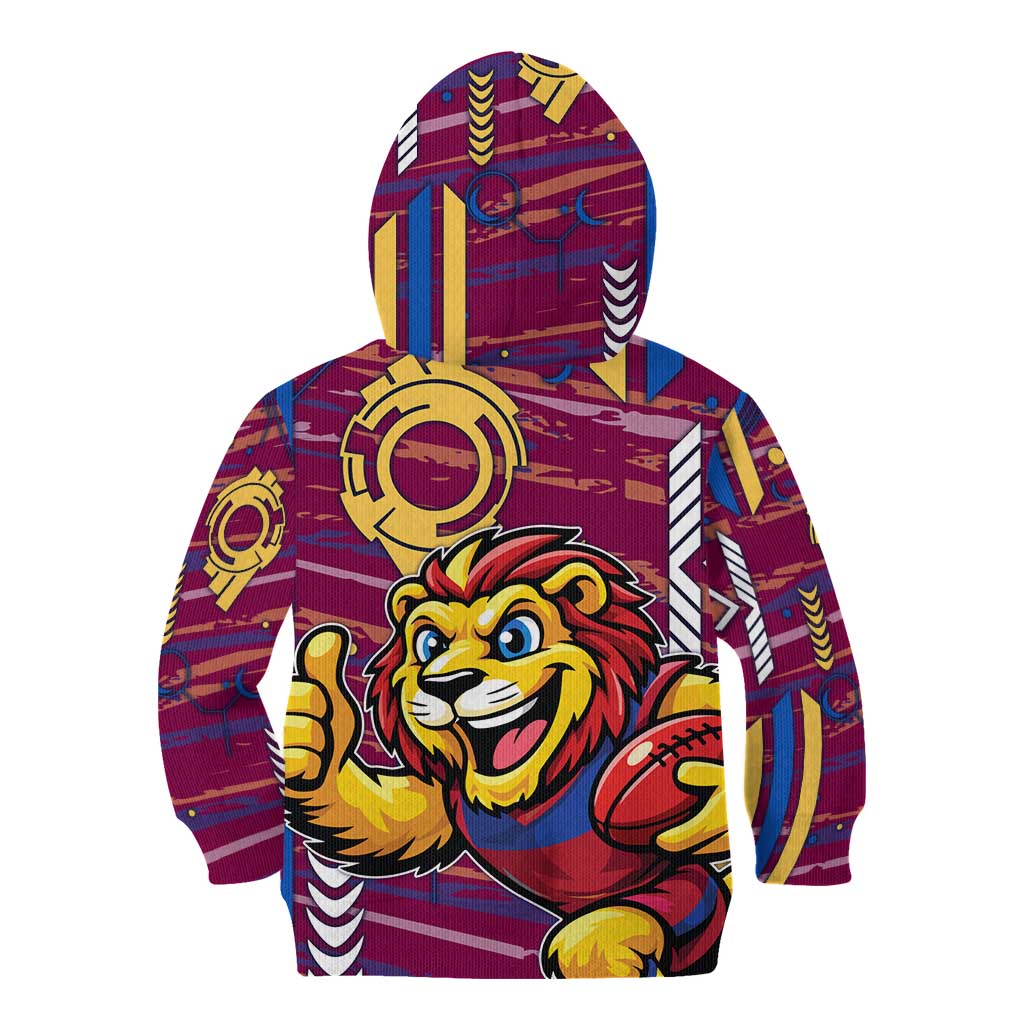 Brisbane Lions Kid Hoodie Mascot Cartoon Football Illustration Style