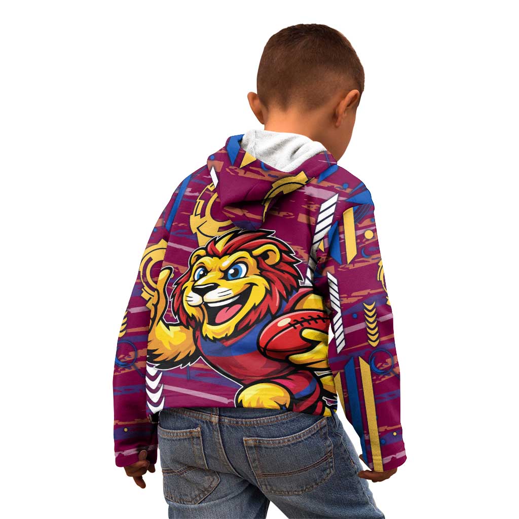 Brisbane Lions Kid Hoodie Mascot Cartoon Football Illustration Style