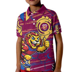 Brisbane Lions Kid Polo Shirt Mascot Cartoon Football Illustration Style