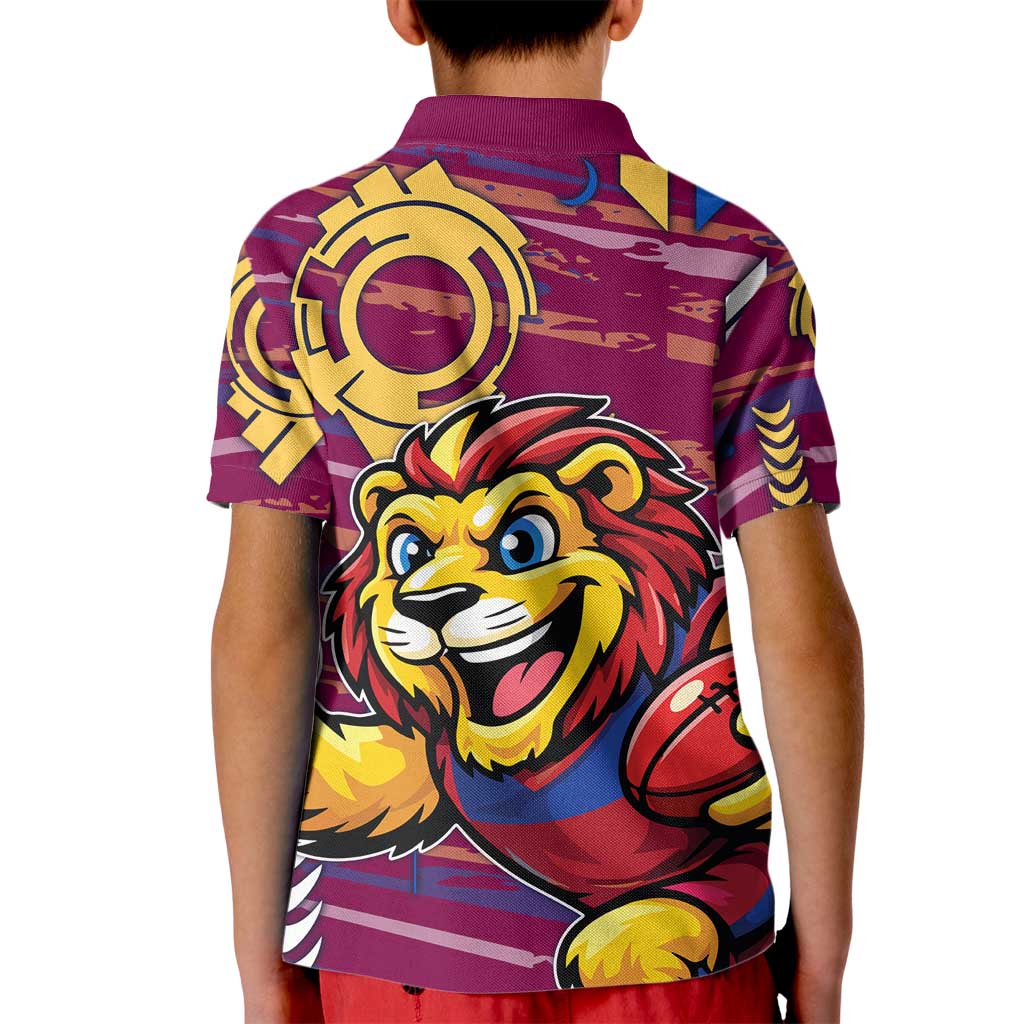 Brisbane Lions Kid Polo Shirt Mascot Cartoon Football Illustration Style
