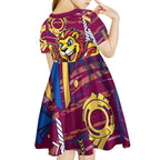 Brisbane Lions Kid Short Sleeve Dress Mascot Cartoon Football Illustration Style