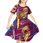 Brisbane Lions Kid Short Sleeve Dress Mascot Cartoon Football Illustration Style