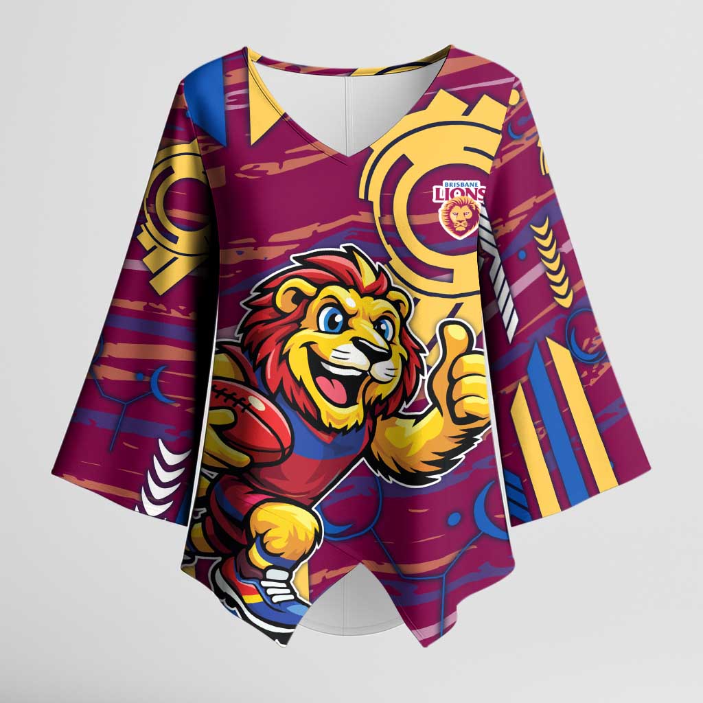 Brisbane Lions Kimono Sleeve Blouse Mascot Cartoon Football Illustration Style