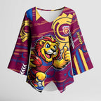 Brisbane Lions Kimono Sleeve Blouse Mascot Cartoon Football Illustration Style