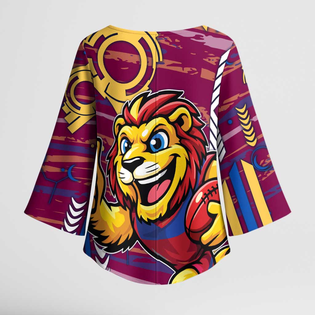 Brisbane Lions Kimono Sleeve Blouse Mascot Cartoon Football Illustration Style