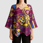 Brisbane Lions Kimono Sleeve Blouse Mascot Cartoon Football Illustration Style