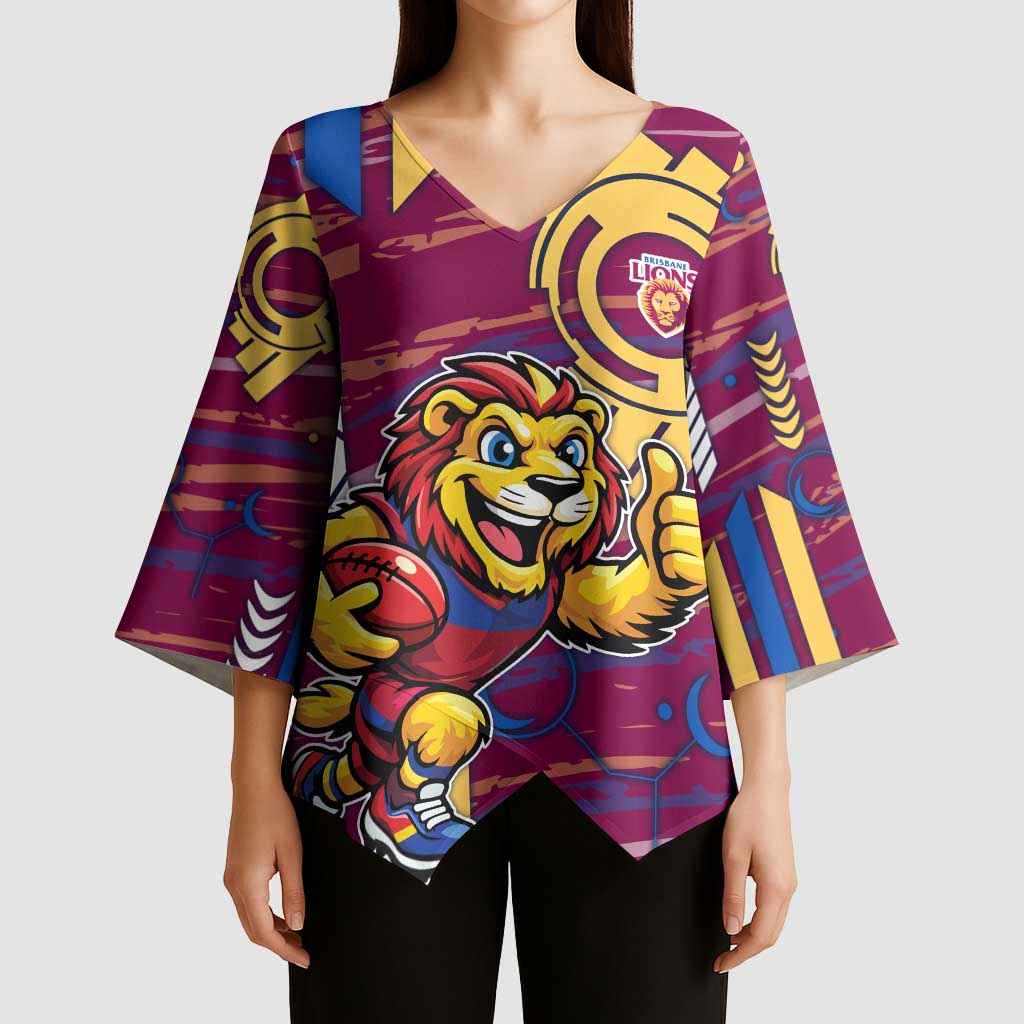 Brisbane Lions Kimono Sleeve Blouse Mascot Cartoon Football Illustration Style