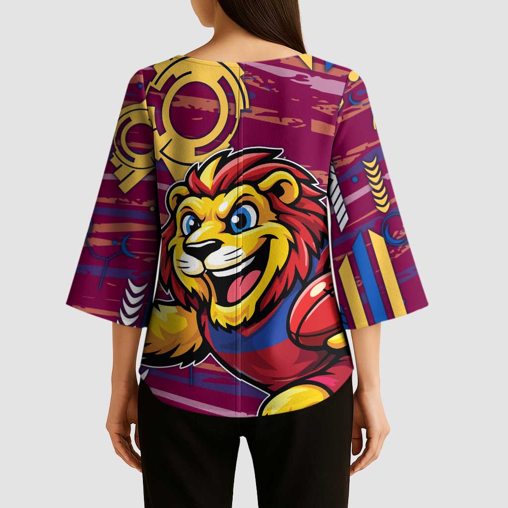 Brisbane Lions Kimono Sleeve Blouse Mascot Cartoon Football Illustration Style