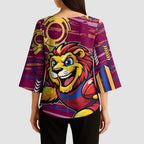 Brisbane Lions Kimono Sleeve Blouse Mascot Cartoon Football Illustration Style