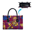 Brisbane Lions Leather Bag Mascot Cartoon Football Illustration Style