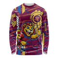 Brisbane Lions Long Sleeve Shirt Mascot Cartoon Football Illustration Style