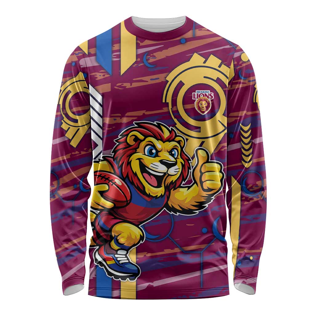 Brisbane Lions Long Sleeve Shirt Mascot Cartoon Football Illustration Style