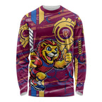 Brisbane Lions Long Sleeve Shirt Mascot Cartoon Football Illustration Style