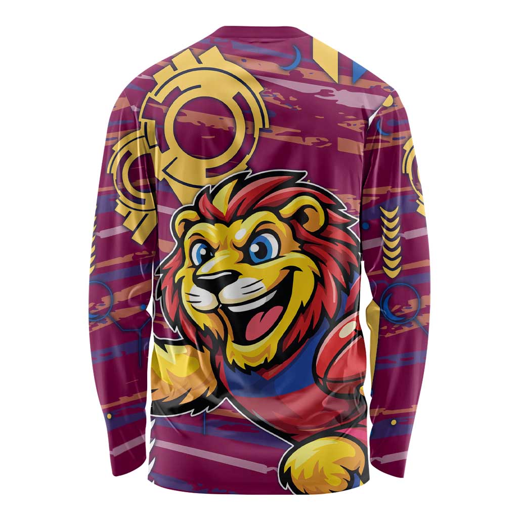 Brisbane Lions Long Sleeve Shirt Mascot Cartoon Football Illustration Style