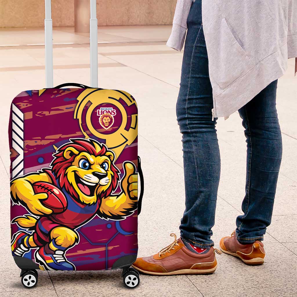 Brisbane Lions Luggage Cover Mascot Cartoon Football Illustration Style
