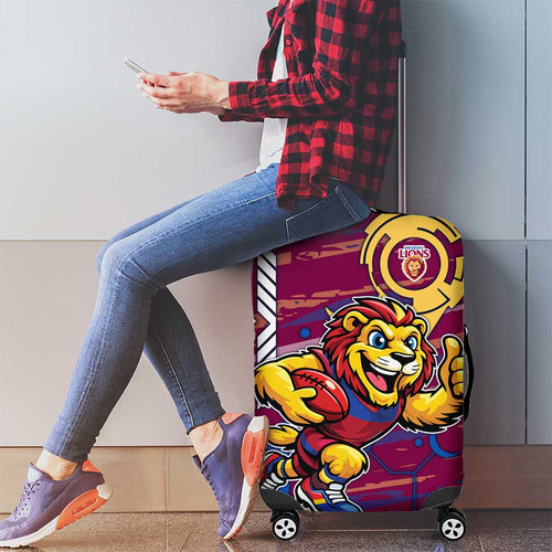 Brisbane Lions Luggage Cover Mascot Cartoon Football Illustration Style