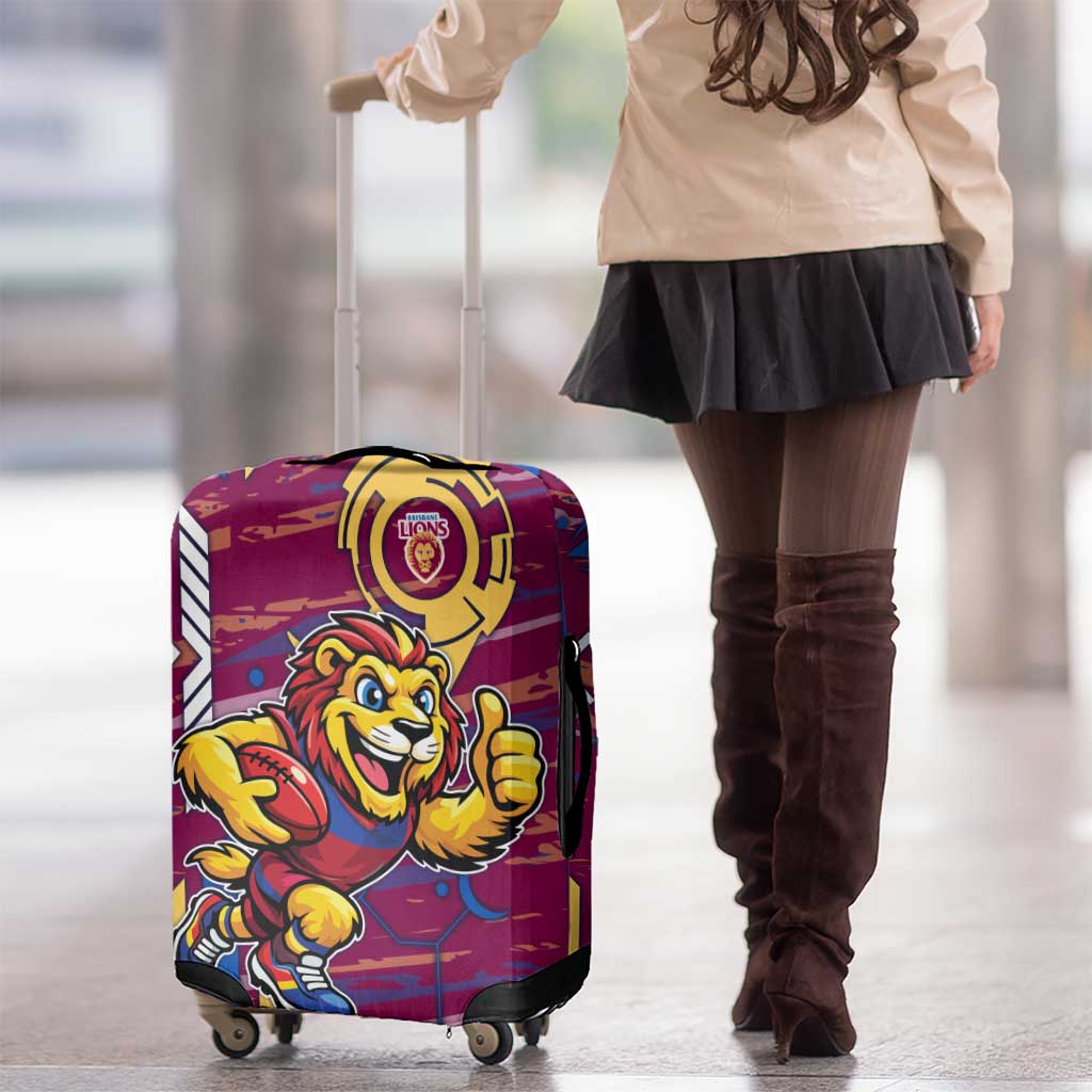 Brisbane Lions Luggage Cover Mascot Cartoon Football Illustration Style