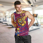 Brisbane Lions Men Tank Top Mascot Cartoon Football Illustration Style