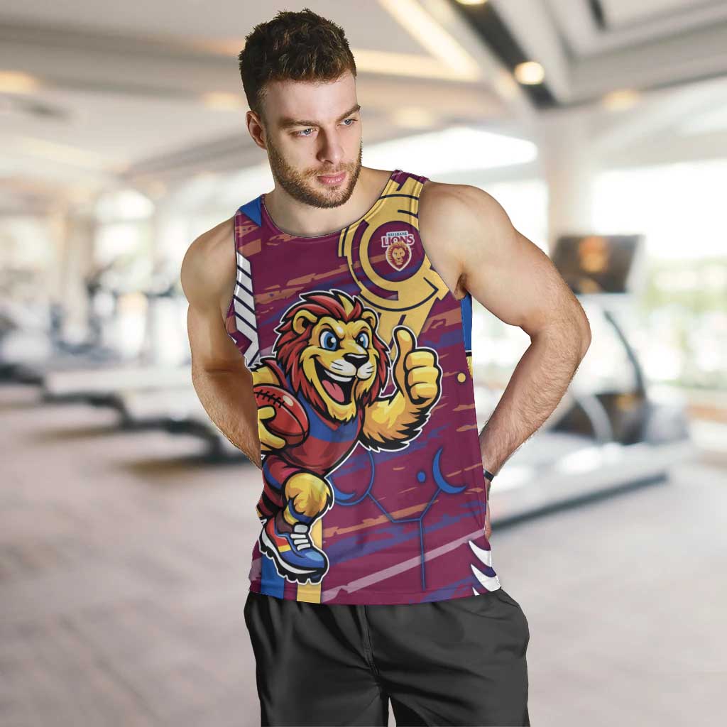 Brisbane Lions Men Tank Top Mascot Cartoon Football Illustration Style
