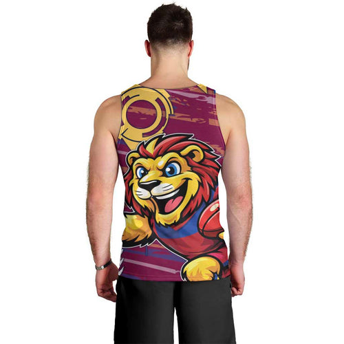 Brisbane Lions Men Tank Top Mascot Cartoon Football Illustration Style