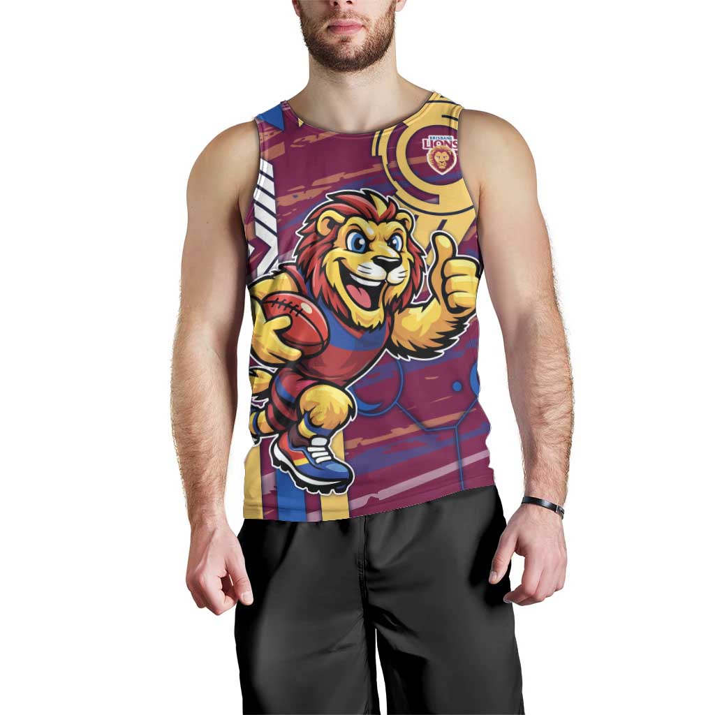 Brisbane Lions Men Tank Top Mascot Cartoon Football Illustration Style
