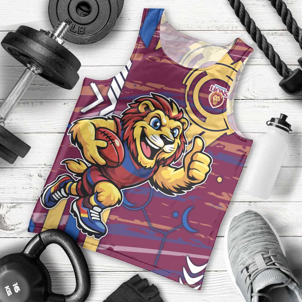 Brisbane Lions Men Tank Top Mascot Cartoon Football Illustration Style