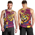 Brisbane Lions Men Tank Top Mascot Cartoon Football Illustration Style